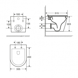 Унітаз Volle Nemo Rimless підвісний з сидінням чорний матовий 13-17-316 Black