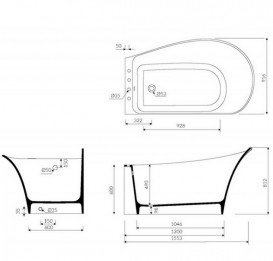 Ванна из камня Marmorin Misa L/R 155,3x91,6 см белый 634 155 920 хх х