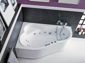 Ванна аэро- и гидромассажная акриловая PoolSpa Leda 160х100 L левая система Economy 2 белый PHAH410SO2C0000