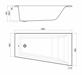 Ванна акрилова асиметрична Roca Easy 160x90 см з ніжками права білий A248410000