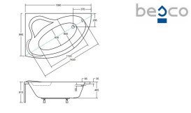 Ванна акриловая Besco Ada 160х100 см левосторонняя глянцевый белый #WAA-160-NL