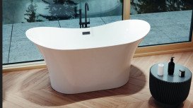 Ванна акриловая Besco Amber 170х80 см с сифоном клик-клак хром глянцевый белый #WAS-170-AB