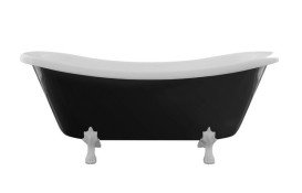 Ванна акриловая Besco Amelia 190х77 см ножки хром глянцевый черный/глянцевый белый #WKA-190+BWC