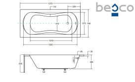 Ванна акрилова Besco Aria 140х70 см білий глянсовий #WAA-140-PA