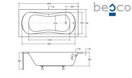 Ванна акрилова Besco Aria 150х70 см білий глянсовий #WAA-150-PA