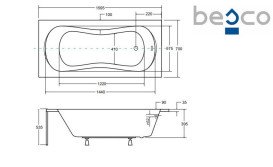 Ванна акриловая Besco Aria 160х70 см глянцевый белый #WAA-160-PA