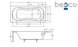Ванна акриловая Besco Aria 170х70 см глянцевый белый #WAA-170-PA