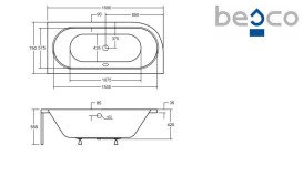 Ванна акриловая Besco Avita 170х75 см правосторонняя глянцевый белый #WAV-170-NP