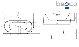 Ванна акриловая Besco Avita A-Line 160х75 см левосторонняя глянцевый белый #WAA-160ALS