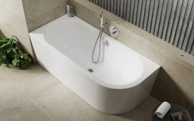 Ванна акриловая Besco Avita A-Line левая 170х75 см с сифоном хром глянцевый белый #WAA-170ALN