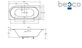 Ванна акрилова Besco Avita Slim 170х75 см лівостороння глянсовий білий #WAV-170-NLS