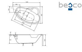 Ванна акриловая Besco Bianka 150х95 см правосторонняя глянцевый белый #WAB-150-NP