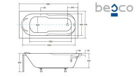 Ванна акриловая Besco Bona 170х70 см глянцевый белый #WAB-170-PK
