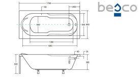 Ванна акрилова Besco Bona 180х80 см глянцевий білий #WAB-180-PK