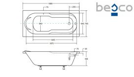Ванна акриловая Besco Bona 190х80 см глянцевый белый #WAB-190-PK