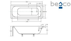 Ванна акриловая Besco Continea 140х70 см глянцевый белый #WAC-140-PK