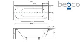 Ванна акрилова Besco Continea 150х70 см білий глянсовий #WAC-150-PK