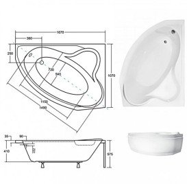 Ванна акриловая Besco Delfina 166х107 см правосторонняя глянцевый белый #WAD-166-NP