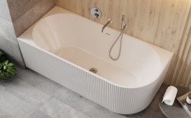 Ванна акриловая Besco Denaya 170х78 см левосторонняя с сифоном клик-клак хром глянцевый белый #WAS-170-DLC