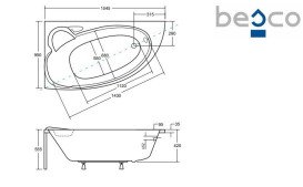 Ванна акриловая Besco Finezja Nova 155х95 см левосторонняя глянцевый белый #WAF-155-NL