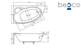 Ванна акрилова Besco Finezja Nova 170х110 см лівостороння глянсовий білий #WAF-170-NL