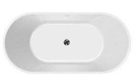Ванна акрилова Besco Giuliana 170х80 см із сифоном клік-клак чорний мат глянсовий білий #WAS-170-GLC