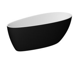 Ванна акрилова Besco Goya 142х62 см із сифоном клік-клак хром чорний глянсовий/глянсовий білий #WMD-140-GBW
