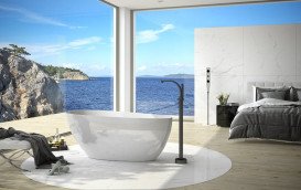 Ванна акрилова Besco Goya 160х70 см із сифоном клік-клак хром глянсовий білий #WMD-160-G