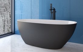 Ванна акрилова Besco Goya 170х72 см із сифоном клік-клак золото чорний матовий/глянцевий білий #WMMC-170GKG