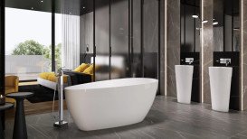Ванна акриловая Besco Goya A-Line 170х80 см с матовым черным сифоном глянцевый белый #WAS-170-GCZ