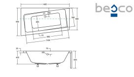 Ванна акриловая Besco Infinity 150х90 см левосторонняя глянцевый белый #WAI-150-NL