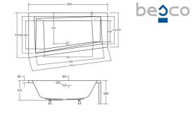 Ванна акрилова Besco Intima 150х85 см лівостороння глянсовий білий #WAIT-150-NL