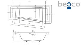 Ванна акриловая Besco Intima Slim 150х85 см правосторонняя глянцевый белый #WAIT-150-SP