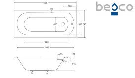 Ванна акриловая Besco Intrica Slim 170х75 см глянцевый белый #WAIN-170-SL