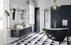 Ванна акрилова Besco Keya 165х70 см із сифоном клік-клак хром чорний глянсовий/глянцевий білий #WMD-165-KBW