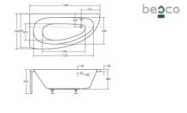Ванна акриловая Besco Milena 150х70 см левосторонняя глянцевый белый #WAM-150-NL