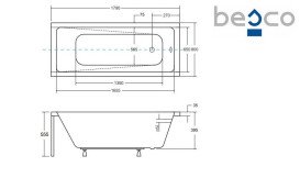 Ванна акрилова Besco Modern 180х80 см білий глянсовий #WAM-180-MO
