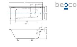 Ванна акрилова Besco Modern Slim 150х70 см білий глянсовий #WAM-150-SL