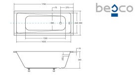 Ванна акриловая Besco Modern Slim 180х80 см глянцевый белый #WAM-180-SL
