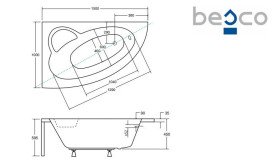 Ванна акрилова Besco Natalia 150х100 см лівостороння глянсовий білий #WAN-150-NL