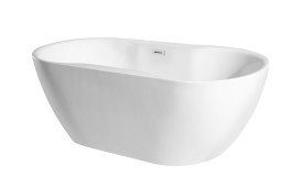 Ванна акриловая Besco Navia 160х80 см с матовым черным сифоном глянцевый белый #WAS-160-NCZ