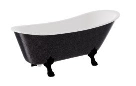 Ванна акриловая Besco Olaya 160х68 см черные ножки графит/глянцевый белый OL160-GGCZ-O