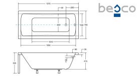 Ванна акрилова Besco Optima 140х70 см білий глянсовий #WAO-140-PK