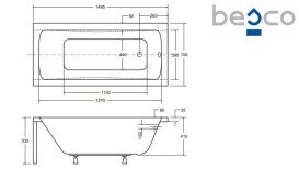 Ванна акриловая Besco Optima 160х70 см глянцевый белый #WAO-160-PK