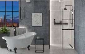 Ванна акрилова Besco Otylia 170х77 см глянсовий білий/чорні матові ніжки OT-170-CZ-O