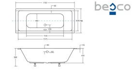 Ванна акриловая Besco Quadro Slim 175х80 см глянцевый белый #WAQ-175-SL