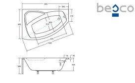 Ванна акриловая Besco Rima 140х90 см левосторонняя глянцевый белый #WAR-140-NL
