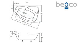 Ванна акриловая Besco Rima 150х95 см правосторонняя глянцевый белый #WAR-150-NP