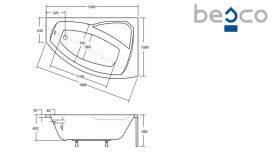 Ванна акриловая Besco Rima 160х100 см правосторонняя глянцевый белый #WAR-160-NP