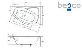 Ванна акрилова Besco Rima 170х110 см правостороння глянсовий білий #WAR-170-NP